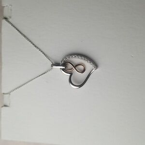 Silver Infinity Heart Necklace 925 With Diamonds